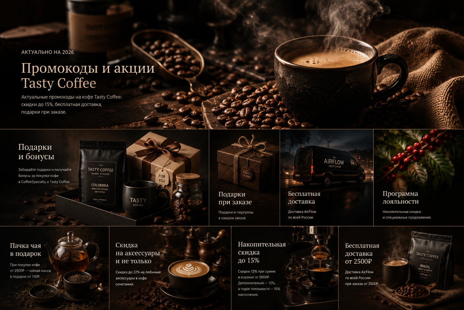 Промокоды Tasty Coffee — скидки и подарки 2026